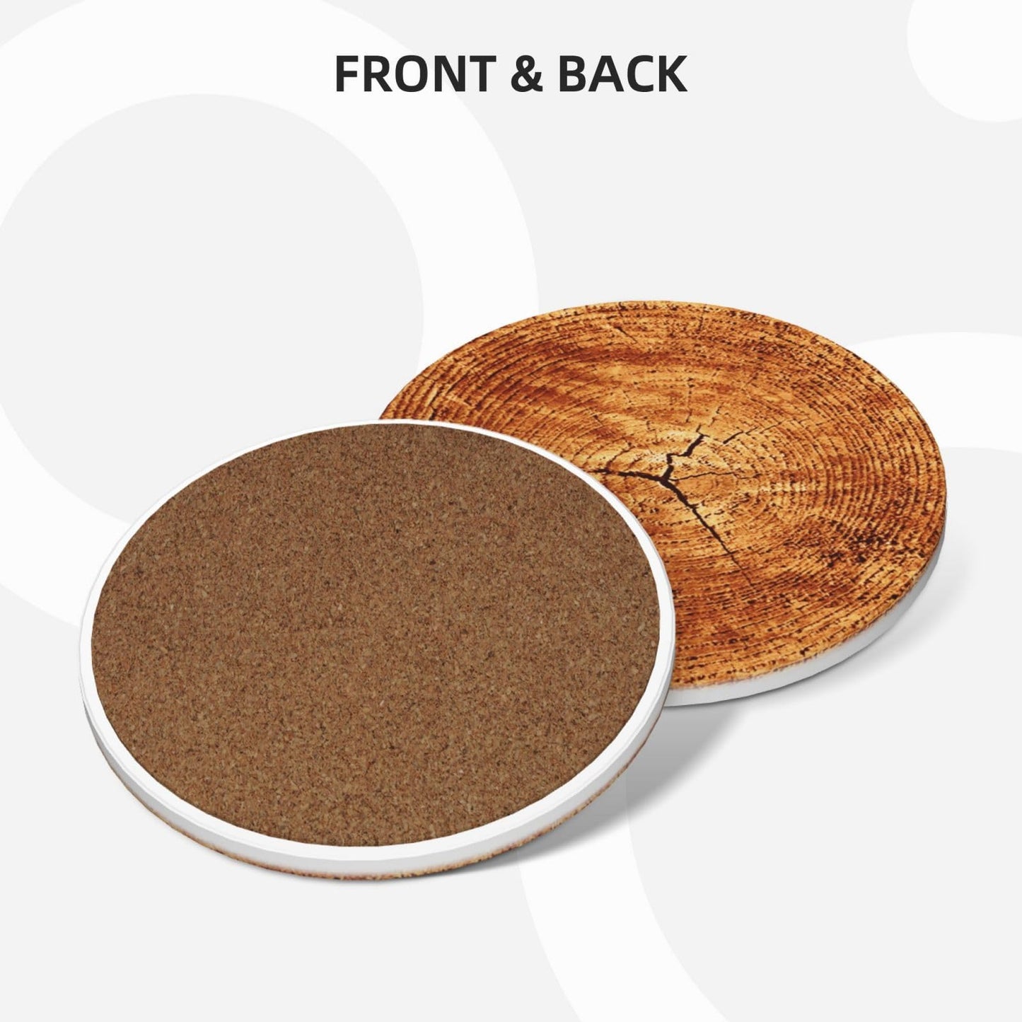 Wood Grain Coasters Set of 4, Absorbent Ceramic Drink Coasters Cup Mat for Coffee Bar Mug Table Protection Kitchen Home Decor, 4 Inch