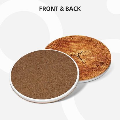 Wood Grain Coasters Set of 4, Absorbent Ceramic Drink Coasters Cup Mat for Coffee Bar Mug Table Protection Kitchen Home Decor, 4 Inch