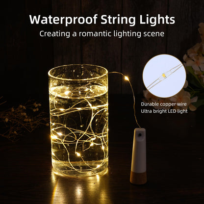 Godinsky Wine Bottle Lights - 4 Pack Rechargeable Battery Operated 140mAh 20 LED Bottle Stoppers，8 Light Modes Switching,Perfect for Christmas, Weddings, Halloween, and More(Warm)