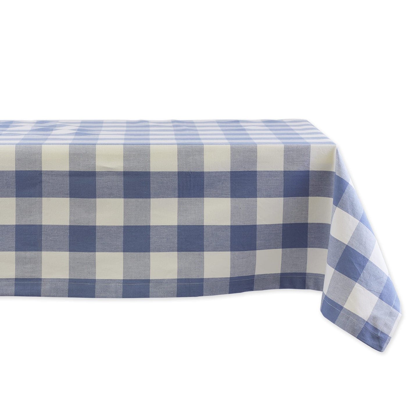 DII Buffalo Check Collection, Classic Farmhouse Tablecloth, 52 x 52, Stonewash Blue