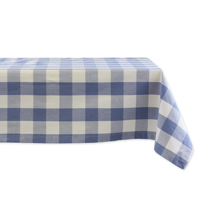 DII Buffalo Check Collection, Classic Farmhouse Tablecloth, 52 x 52, Stonewash Blue