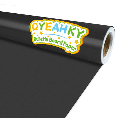 Black Bulletin Board Paper Roll - Fade Resistant Background for Classroom, Home Wall, Education Decoration - Poster Art Craft Supplies 17.7in x 20ft
