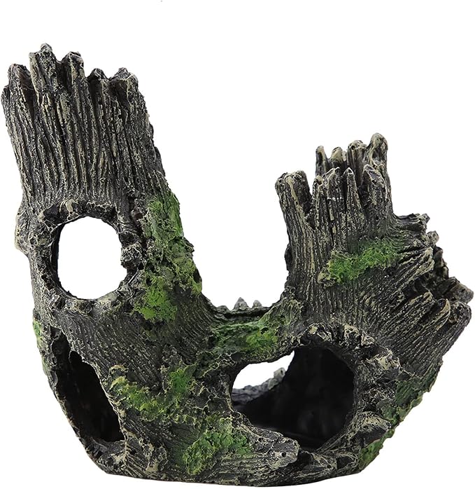 Tyenaza Aquarium Driftwood Decoration, Driftwood Resin Crafts Ornament for Aquarium Decoration Fish Tank Wood with Holes & Aquarium Caves Fish Tank Wood Decor(ST-004B)