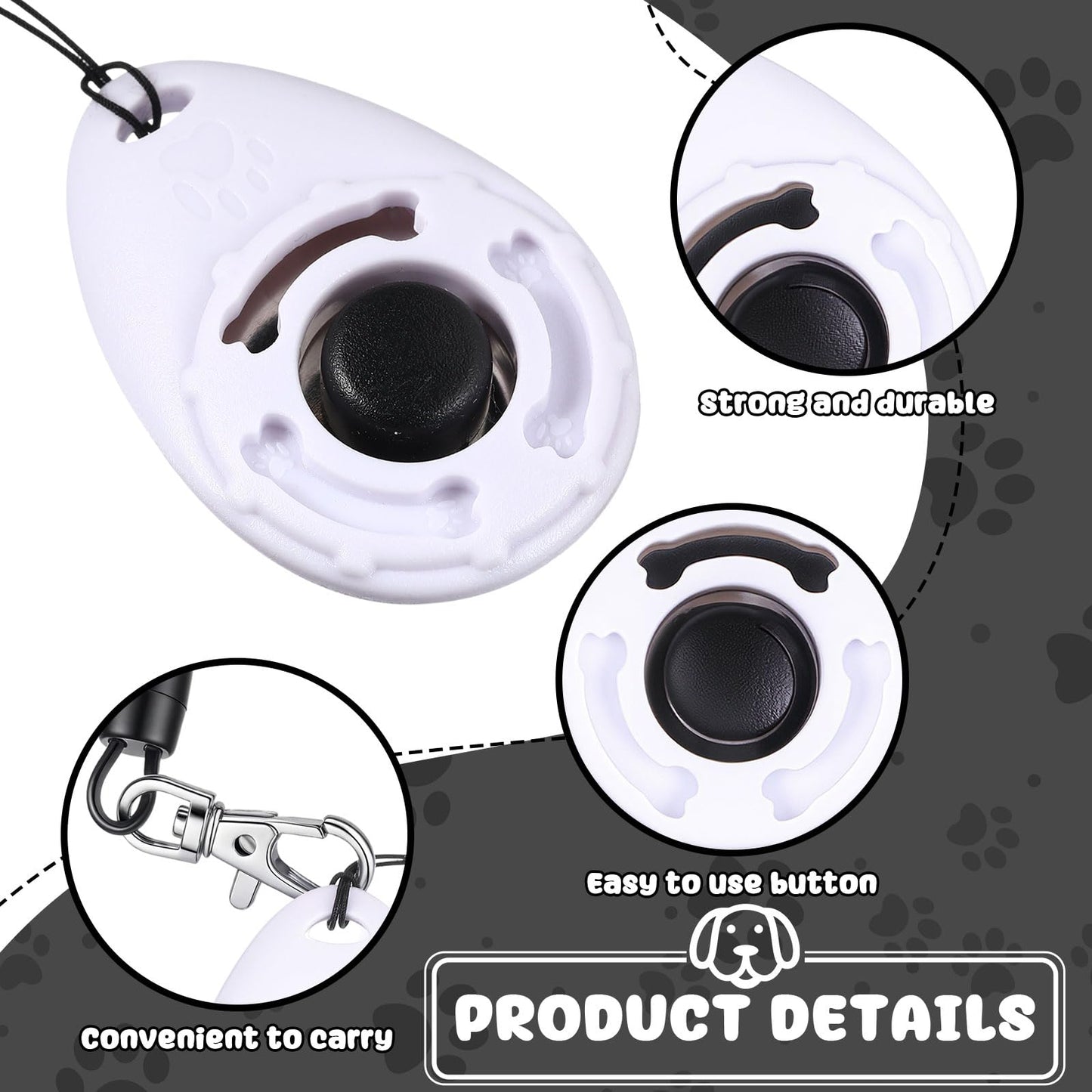 Frienda 18 Pieces Dog Training Clicker, Pet Behavioral Training Clickers with Wrist Strap for Dogs Cats Puppy Birds Horses (White)