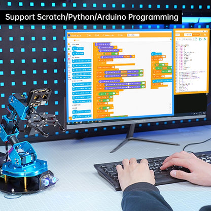 LewanSoul Robotic Arm AI Vision Voice Control for Arduino Scratch Python 6DOF Smart Robot Arm STEM Project Educational Robot & Engineering Kits, Science/Coding/Programming Set, xArmAI Standard Kit