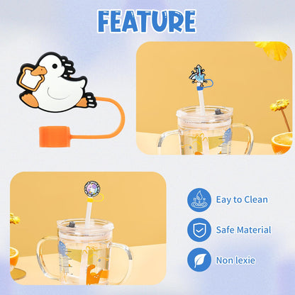 24PCS Silly Goose Straw Cover Cap for Stanley Cup 40oz Cute Tumbler Straw Toppers Bulk Reusable PVC Cute DIY Straws Accessories,fit 0.35-0.4in/10mm Straws Protector Dust-Proof for Party gifts