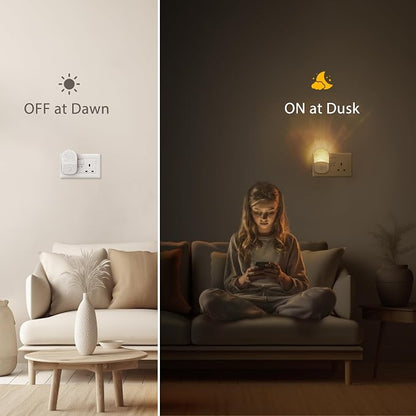 DORESshop 8-Color RGB LED Night Light Plug into Wall, 4Pack Color Changing Dusk to Dawn Night Light for Bedroom, Kids Room, Gift
