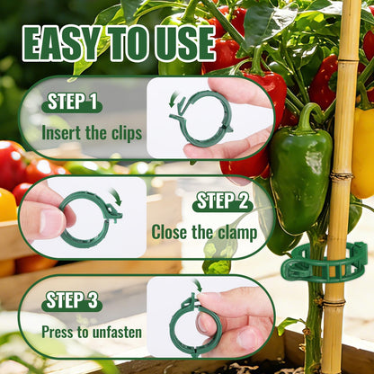 SZUAH 300 Pcs Tomato Clips for Climbing Plants & Garden Clips | All-Season Durable Reusable Plant Supports for Cucumbers, Grapes and Vegetables (Green)