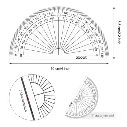 Zonon 100 Pcs 4 Inch Clear Plastic Protractor Bulk Math Protractors Set 180 Degrees Geometry Drafting Tools for Classroom Industry Office Back to School Supplies