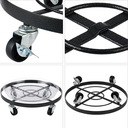 3 Packs Large Metal Plant Caddy 12.6” Plant Dolly with Wheels Heavy-duty Wrought Iron Rolling Wheeled Plant Stand with Casters for Indoor and Outdoor Plant Pot Rollers, 12" Clear Plant Saucers Included