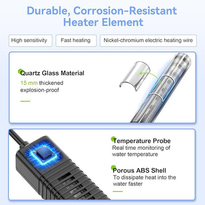 hygger Nano Submersible Aquarium Heater for 3-8 Gallon Fish Tank Betta Heater with Digital Display, Adjustable Temperature Controller 30Watt
