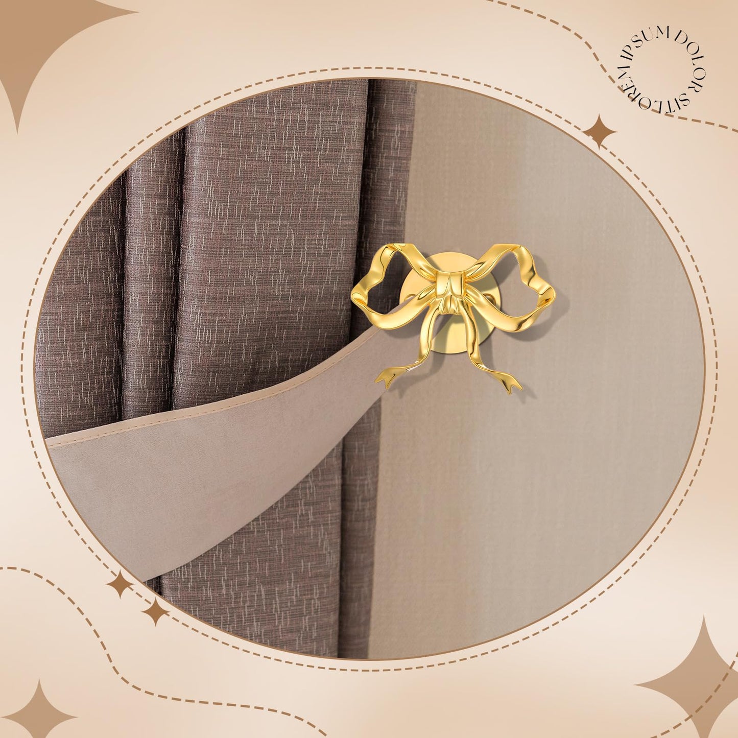Blulu 2 Pcs Metal Bow Curtain Holdbacks Gold Wall Mounted Bow Curtain Hold Backs Curtains Modern Gold Holders for Living Room Bedroom Office Home