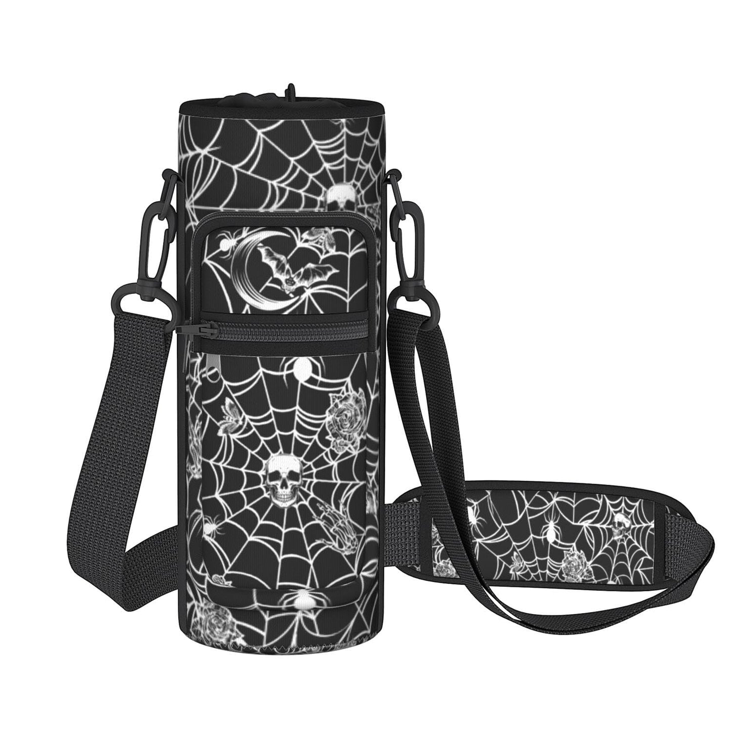 Baiheyi Halloween Water Bottle Sling Bag for 25oz/32oz Tumblers,Adjustable Neoprene Water Bottle Carrier Bag,Insulated Carrier with Shoulder Strap & Phone Pocket - Spider Web Gifts for Women