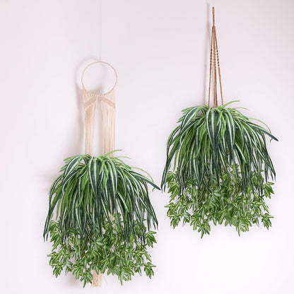 Luabue 4PCS Spider Plant Artificial Hanging Spider Plants 26Inch Chlorophytum Fake Greenery Artificial Plants for Pot Plantes Wall Home Garden Office Verandah Indoor Outdoor