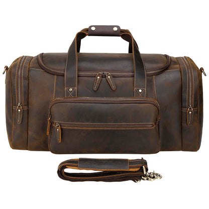 Polare 26" Full Grain Cowhide Leather Gym Duffle Weekender Overnight Travel Duffel Bag For Men 62L
