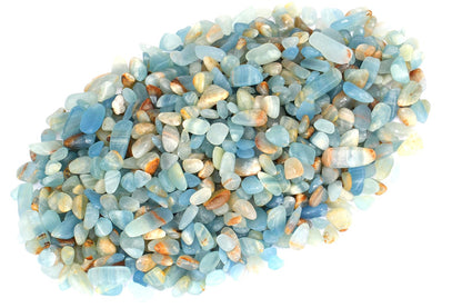 ZenQ 1 lb Lemurian Aquatine Calcite Tumbled Stone Chips Crushed Natural Crystal Quartz Pieces