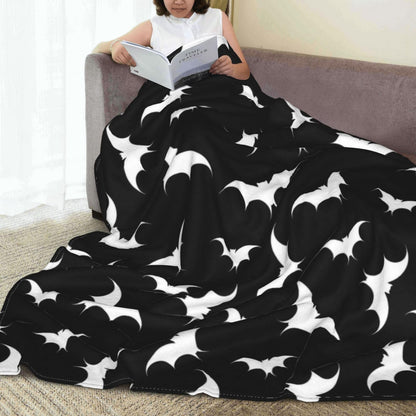 Gothic Bat Pattern Throw Blanket - Soft Flannel, Spooky Home Decor for Couch & Bed (50" x 60").