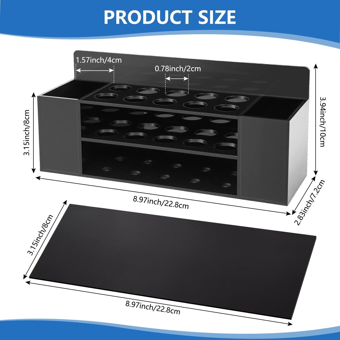 VieFantaisie Acrylic Magnetic Dry Erase Marker Holder, 10 Slots Black Magnetic Marker Pen Holder, Magnet Storage for Whiteboard, Desk Locker Organizer Accessories, Office, Classroom, Home