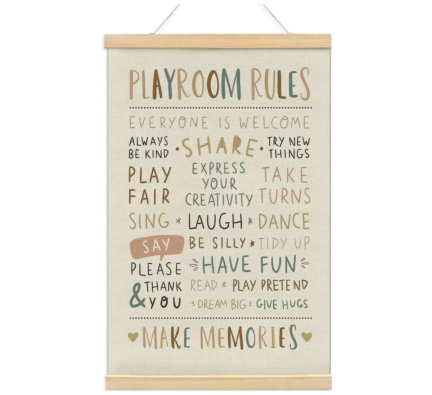 foedor Playroom Wall Decor,Play Room Rules Wall Decor for Kids Play Game Room Bedroom Nursery Home School Playroom Essentials, Boho Nursery Decor for Kids Room Nursery Home school,16x24 Inch