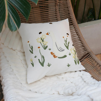 Puresora Embroidery Throw Pillow Covers 18x18-1 Pcs, Decorative Pillow Cases Soft Cushion Case Pillowcase for Chair Sofa Bedroom Living Room Home Decor, Goose