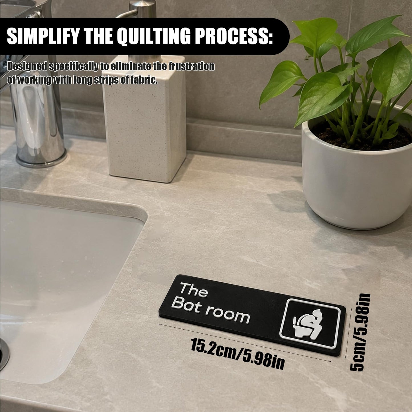 Falnvita Funny The Bat Room Sign - Heroic Themed Bathroom Decor for Office & Home - Humorous Restroom Door Plaque, Unique Gift for Comic Fans, Sleek Black Wall Art