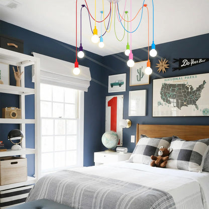 Ymlii Colorful Spider Chandelier, E26 Kids Ceiling Light for Bedroom Playroom