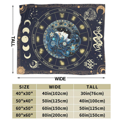 Homieblanket Aquarius Zodiac Blanket for Boys Girls, Secret Astrology Themed Design Printed Throw Blankets for Kids Lap, Chair Sofa, Soft Fleece Cozy Blanket, 40"x 50"