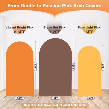 Safari Party Arch Covers Set of 3-7.2ft 6.6ft 6ft Wrinkle Free Stretchy Spandex Jungle Safari Arch Backdrop Cover for Theme Party Baby Shower Arch Photo Background Stand Cover-Brown Orange