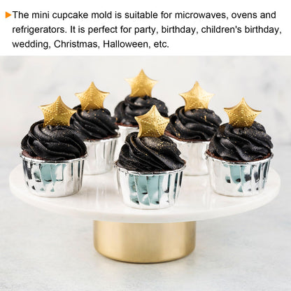 HARFINGTON Gold Green Plaid Cupcake Cups, 50pcs Aluminum Foil 3.5oz Standard Cupcake Liners Cupcake Baking Cups for Birthday Party Supplies Weddings Decorations