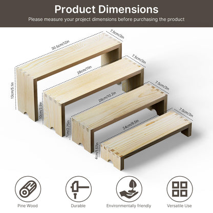 2 Set Wood Risers Tiered Display Stands Wooden Cupcake Stand Small Perfume Organizer Stackable Food Display Risers for Party Dessert Table Cologne Organizer Wood Risers for Decor Vendor, Nature