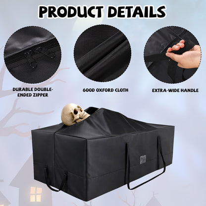3.66m/12ft Skeleton Storage Bag, 600D Oxford Waterproof Large Heavy Duty Christmas Tree Storage Bag with Reinforced Handles Dual Zippers & Pocket for 12 Foot Skeleton & Artificial Trees