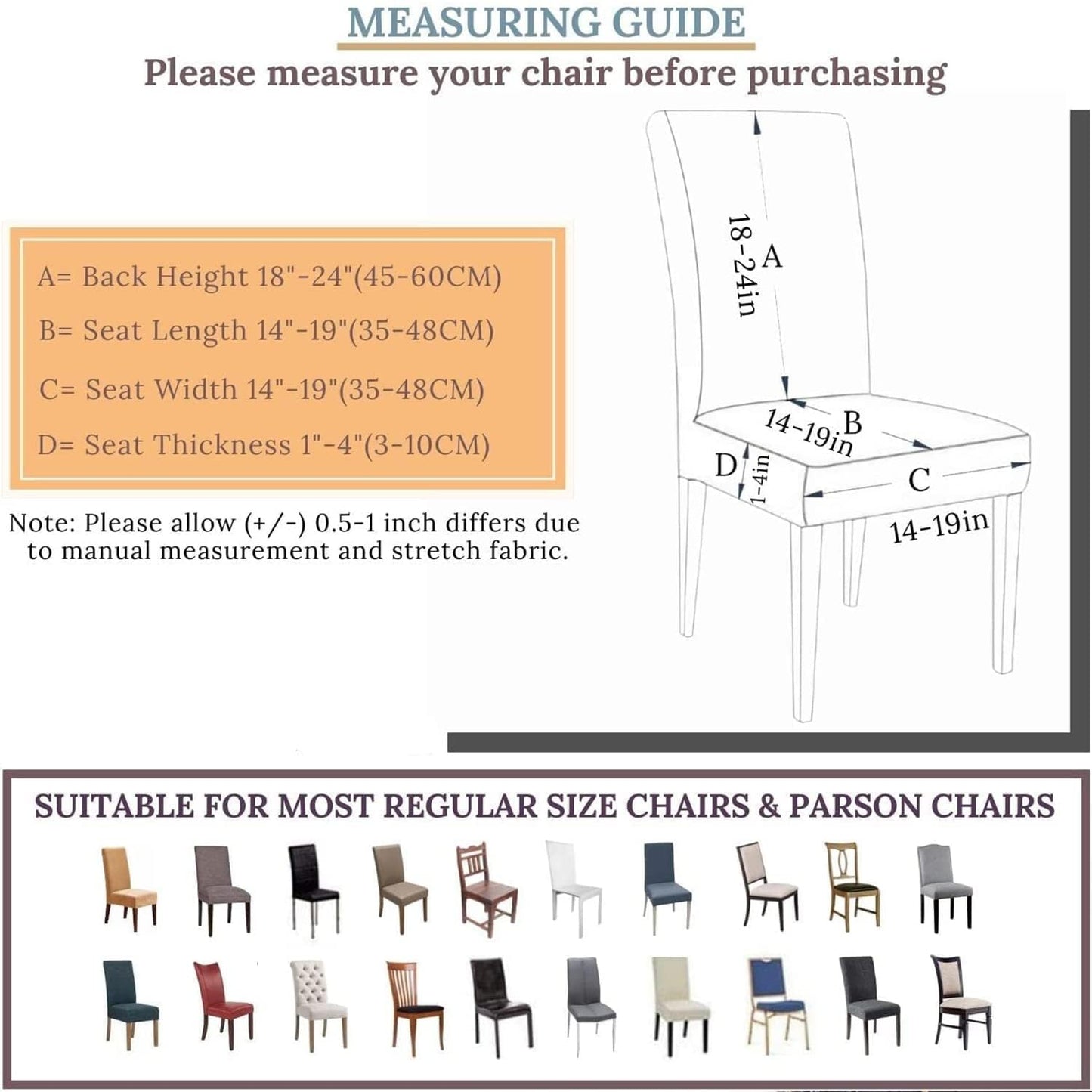 DLMWELL Stretch Chair Covers Slipcovers Set of 6 Black Stretchable Dining Chair Slipcover Washable Removable for Kitchen,Hotel,Restaurant