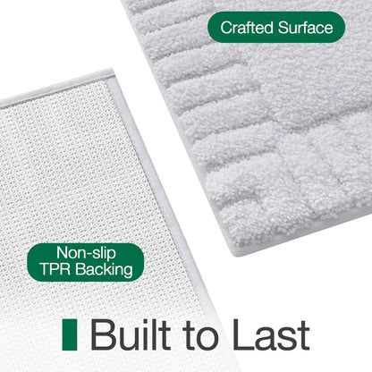 LUMI Bathroom Rugs Non Slip with Rubber Backing, Extra Soft Plush Microfiber Bath Rug Absorbent, Machine Washable Bath Mat Quick Dry for Tub, Shower, Hotel, White, 24"x43"