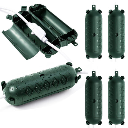 PALARINE 6Pack Green Outdoor Extension Cord Cover IP44 Waterproof, Weather-Resistant Electric Cord Cover, Outdoor Plug Holiday Lights Protector for Halloween, Christmas Lights