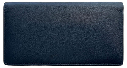 123 Cheap Checks Navy RFID Leather Checkbook Cover With Credit Card Slots and Pen Holder