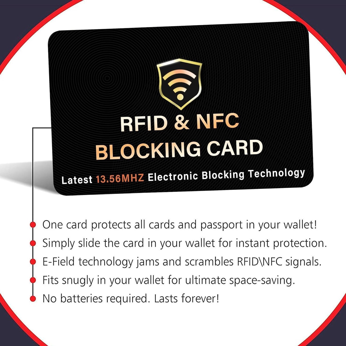 SaiTech IT RFID Blocking Card, One Card Protects Entire Wallet Purse, NFC Contactless Bank Debit Credit Card Protector ID ATM Guard Card Blocker–(Black) (5 Pack)