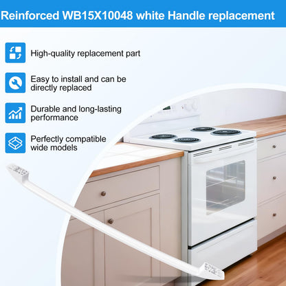 Upgraded WB15X10048 Stove/Oven Door Handle Replacement Compatible with General Electric GE Oven Handle Replacement,White Replacement Handle for Ge Profile Double Oven Parts with Screws