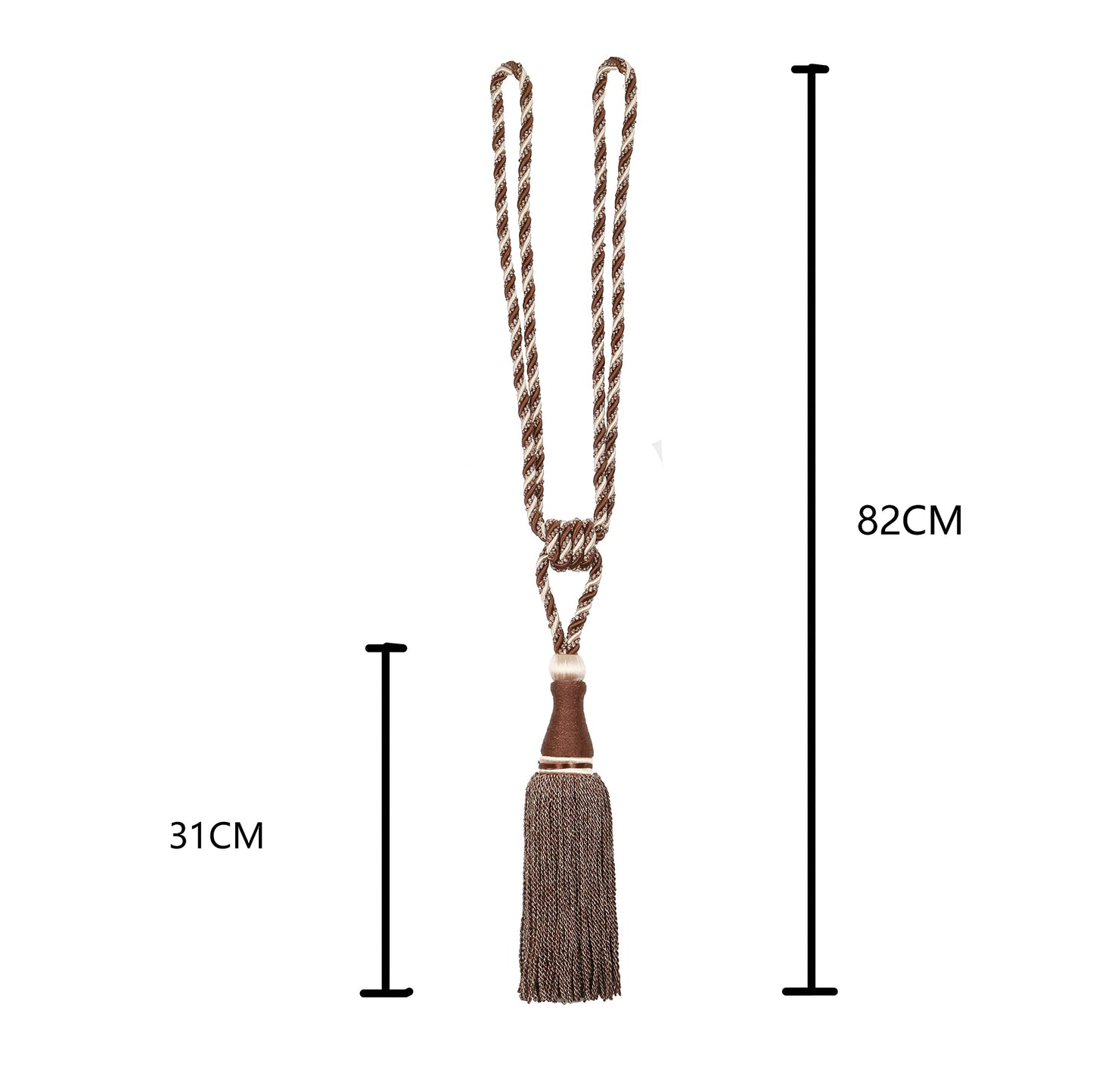 HedongHexi 2 Pack Large Tassel Curtain Tiebacks, Luxury Curtain Rope Tie Backs, Home Decorative Holdbacks Braided Tassel Tie-Backs (Dark Coffee, 2 Pack)