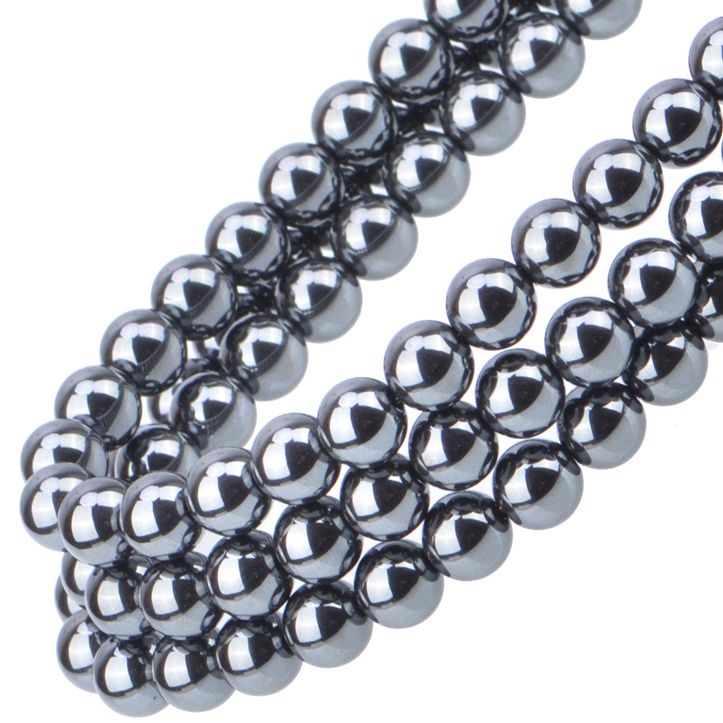 100Pcs Natural Crystal Beads Stone Gemstone Round Loose Energy Healing Beads with Free Crystal Stretch Cord for Jewelry Making (Hematite, 8MM)
