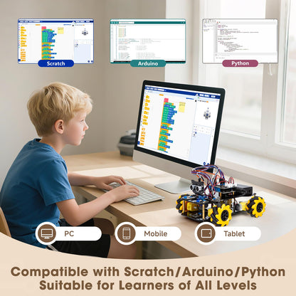 ACEBOTT Robot Kit, Robotics for Kids Ages 8-12 12-16, STEM Toys for Boys with Remote & App Control, Arduino & Scratch Compatible, Science Kits for Kids Age 8-12 12-16, for Boys & Girls(Yellow)