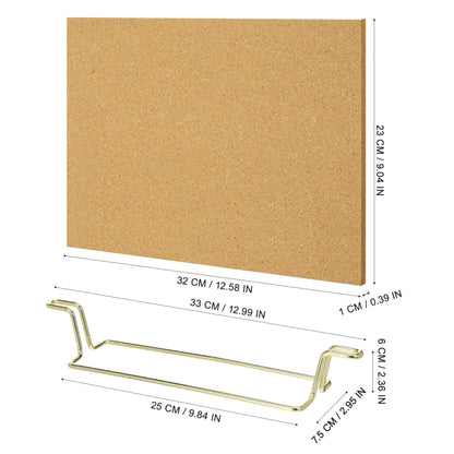 TOYANDONA Cork Board Bulletin Board with Metal Stand, Wooden Pin Notice Message Pin Board Desktop Memo Board for Home Office (Golden Base)