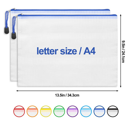 EOOUT 24pcs Mesh Zipper Pouch Bags, for Organizing Storage, Waterproof Zipper Pouches, Letter Size, File Bags for Toys, Puzzle, Board Games