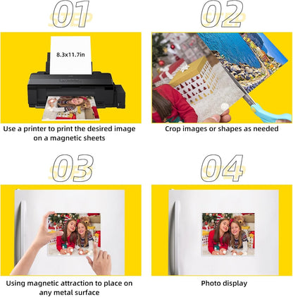 DIYMAG Printable Magnetic Sheets, 8.3" x 11.7" 8Pcs Flexible Magnet Sheet Matte Paper for Inkjet Printer, Photo Magnetics for DIY Crafts