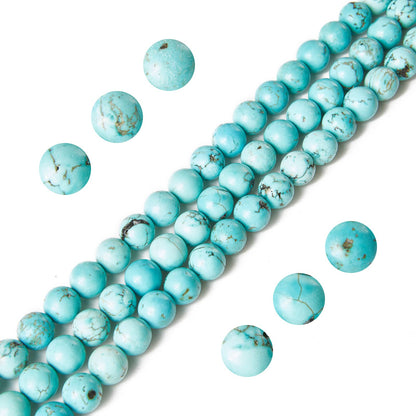 60pcs 6mm Turquoise Beads Natural Gemstone Beads Round Loose Beads for Jewelry Making