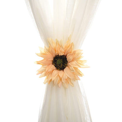 SUQ I OME 2 Pack of Rustic Big Diameter 7.08inch Artificial Sunflower Curtain Clips Curtain Tiebacks Accessory Curtain Holder Curtain Holdbacks for Home Office Decoration,Light Yellow
