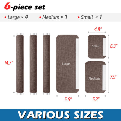 Rikzor Refrigerator Handle Covers, 6 PCS, Adjustable Appliance Handle Covers, Keep Your Kitchen Clean, Microwave Oven Stove Dishwasher Handle Protector, Non Slip Fridge Handle Cover (Dark Brown)