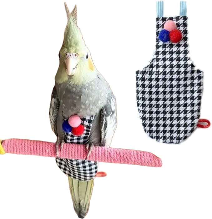 Bird Flight Suits Diapers, Parrot Flight Suits Diapers for Monk Parakeets, Cockatiels Flight Suits, Parrot Clothes, Bird Training Nappy Suit Liners Clothes (Black,Lovebird)