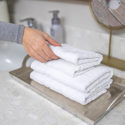 Hawmam Linen White Hand Towels for Bathroom, 16x29 Inch, Premium Turkish Cotton