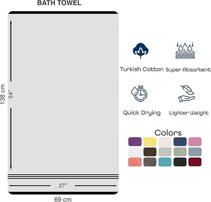 Hawmam Linen White Bath Towels 4 Pack 27 x 54 Inches 100% Turkish Cotton Soft