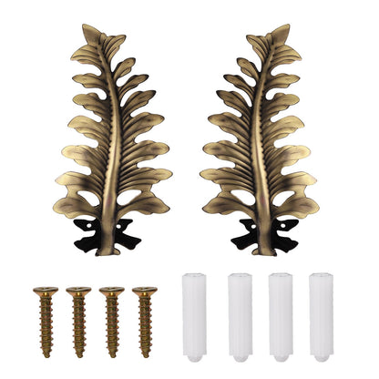 SUQ I OME 1 Pair New European Leaf Curtain Tiebacks Curtain Holdbacks Decorative Wall Hooks Hanger for Drapes Linen Holder Window Treatment Hardware, Bronze
